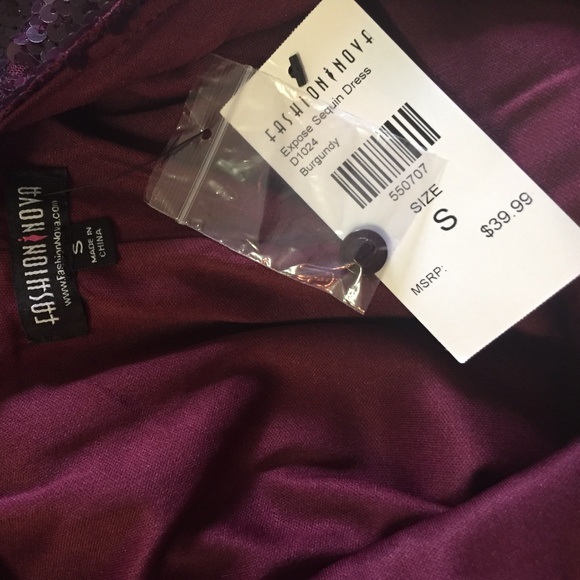FASHION NOVA BURGUNDY SEQUINED DRESS - Picture 2 of 2